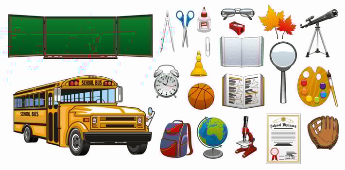 Back to school and college education stationery vector