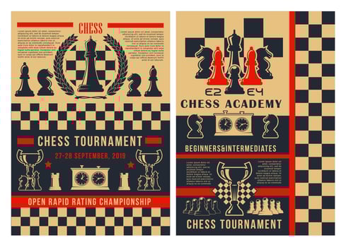 Chess sport tournament chessboard pieces vector