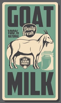 Farm dairy goat milk, cattle food products vector