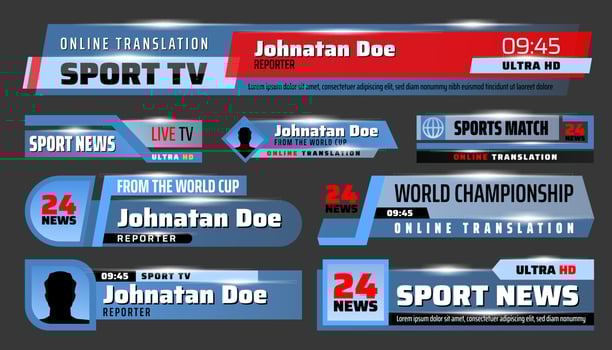 Sport news TV backdrops and title bars vector