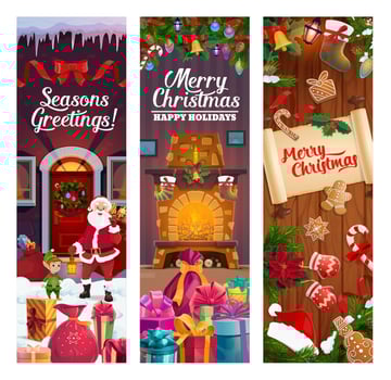 Christmas winter holiday, decorations and gifts vector
