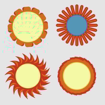 Set circle ribbon bright colour vector