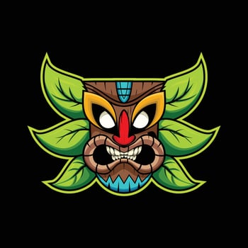 illustration of tiki mask e-sport mascot vector