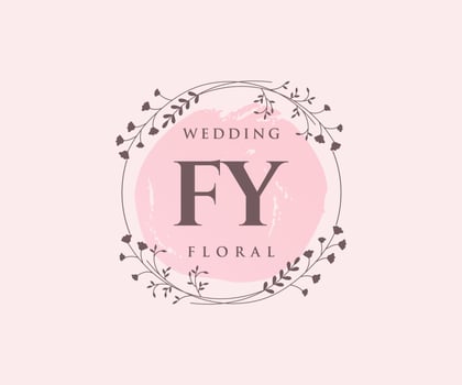 FY Initials letter Wedding monogram logos template, hand drawn modern minimalistic and floral templates for Invitation cards, Save the Date, elegant identity. vector