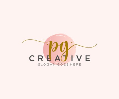 initial PG Feminine logo beauty monogram and elegant logo design, handwriting logo of initial signature, wedding, fashion, floral and botanical with creative template. vector