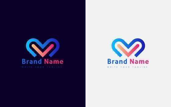 Geometric sign Heart logo. Modern Business Logo With Gradient Color. Corporate Branding vector