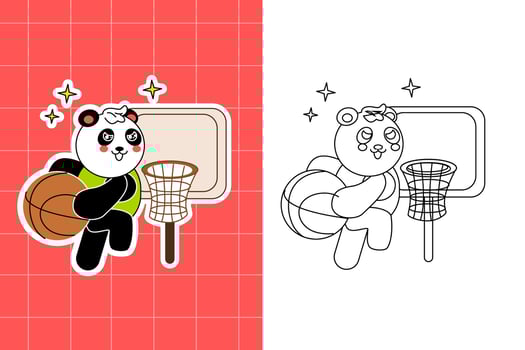 colouring page of panda family for toddler vector