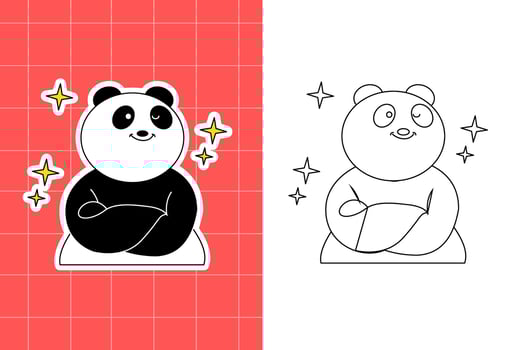 colouring page of panda family for toddler vector