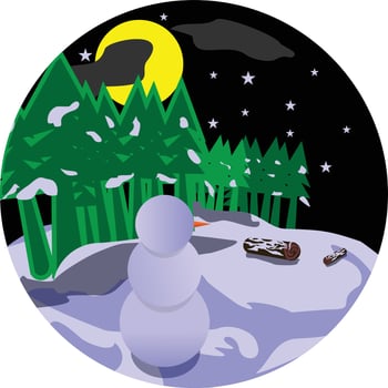 winter night forest illustration vector