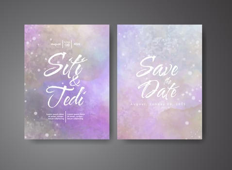 Wedding invitation with abstract watercolor background vector