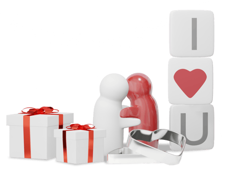 Valentine's gift. Birthday gift with love i love you letter. Happy celebration present icon. 3D rendering png