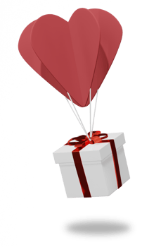 Valentine's Christmas gift. Birthday gift with love and heart paper cut balloon, Happy celebration present icon. 3D rendering png