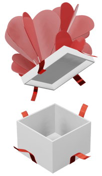 Valentine's Christmas gift. Birthday gift with love with opened box and heart paper cut balloon, Happy celebration present icon. 3D rendering png