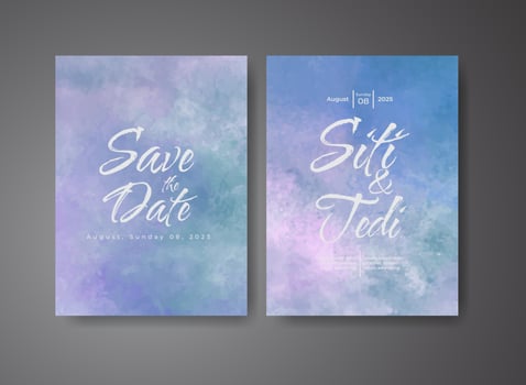 Wedding invitation with abstract watercolor background vector