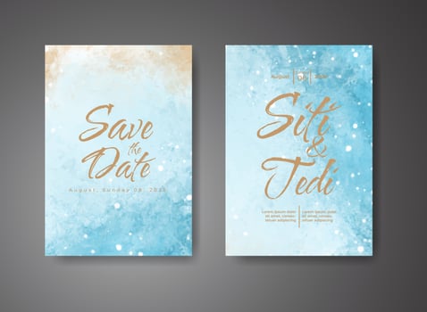 Wedding invitation with abstract watercolor background vector