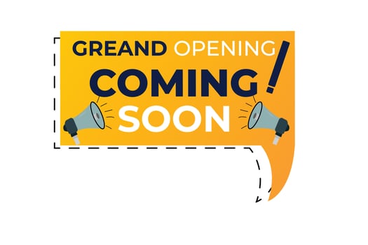 Grand opening coming soon with megaphone vector design