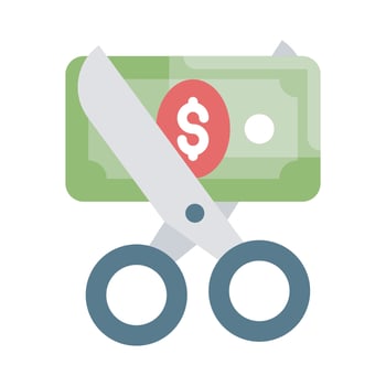 Cut Price Vector Style illustration. Business and Finance Outline Icon.