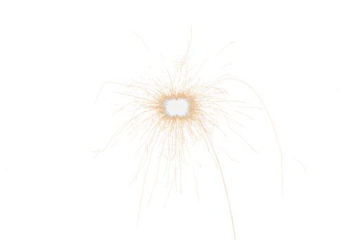 Burning sparkler isolated on transparent background. Fireworks theme. Light effect and texture. Christmas and new year decoration. PNG image.