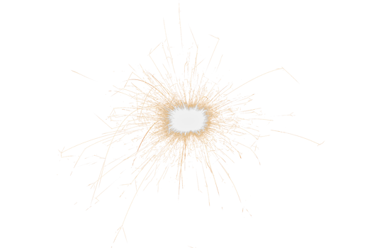 Burning sparkler isolated on transparent background. Fireworks theme. Light effect and texture. Christmas and new year decoration. PNG image.