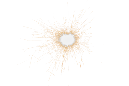Burning sparkler isolated on transparent background. Fireworks theme. Light effect and texture. Christmas and new year decoration. PNG image.