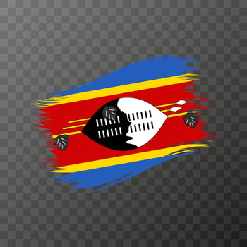 Eswatini national flag. Grunge brush stroke. Vector illustration on transparent background.