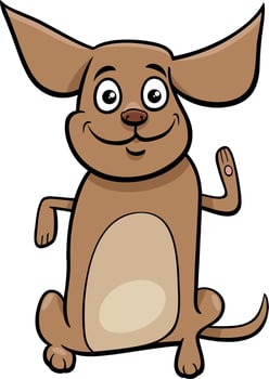 cartoon brown dog animal character waving his paw vector