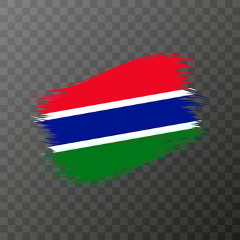 Gambia national flag. Grunge brush stroke. Vector illustration on transparent background.