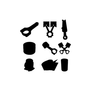piston engine set silhouette icon vector