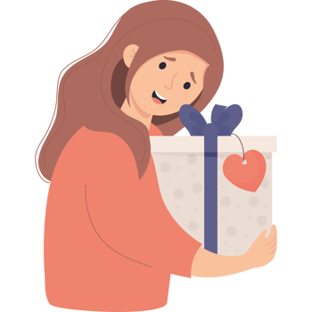 girl with big gift box png