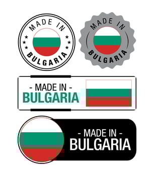 Set of Made in Bulgaria labels, logo, Bulgaria Flag, Bulgaria Product Emblem vector