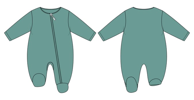 Baby bodysuit Romper Technical Fashion Flat sketch vector illustration template Front And back views