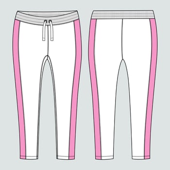 Women's Legging pant technical Fashion flat sketch vector illustration Template Front and back views