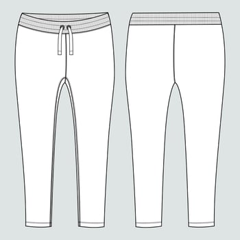 Women's Legging pant technical Fashion flat sketch vector illustration Template Front and back views