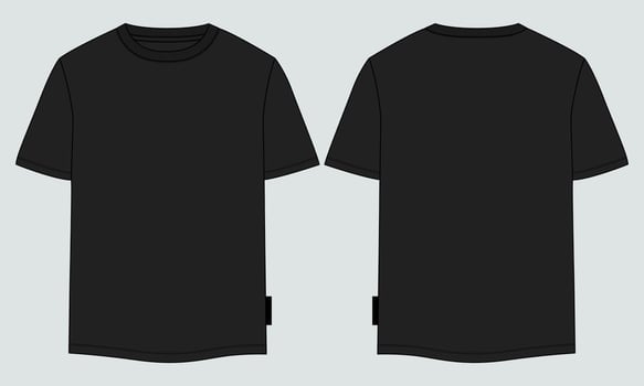 Long sleeve T shirt with technical fashion flat sketch vector Illustration template front and back views.