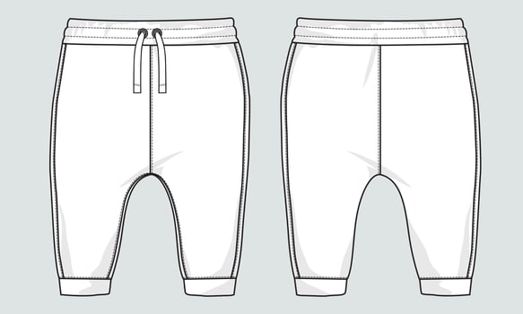Sweatpants technical fashion Fashion flat sketch vector illustration template for kids