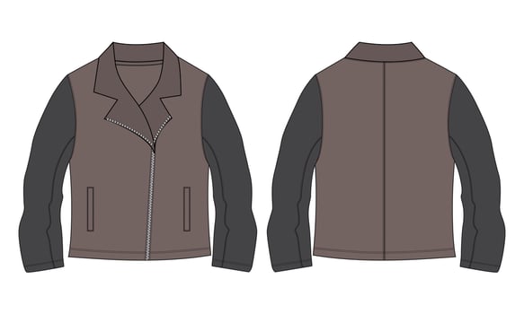 Long sleeve With zipper jacket technical fashion flat sketch vector illustration template in windcheater front and back view.