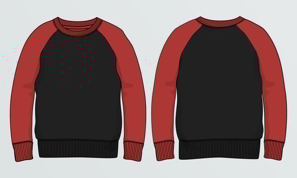Long sleeve Sweatshirt technical fashion flat sketch vector illustration template front and back views