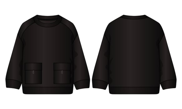 Long sleeve Sweatshirt technical fashion flat sketch vector illustration template front and back views