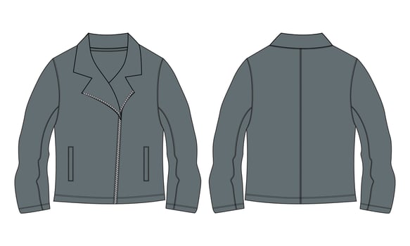 Long sleeve With zipper jacket technical fashion flat sketch vector illustration template in windcheater front and back view.