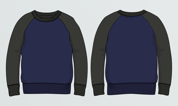 Long sleeve Sweatshirt technical fashion flat sketch vector illustration template front and back views