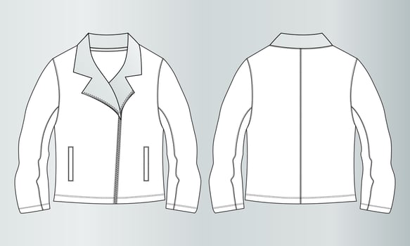 Long sleeve With zipper jacket technical fashion flat sketch vector illustration template in windcheater front and back view.