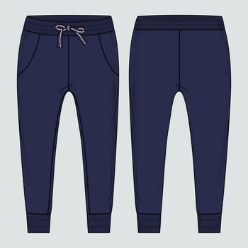 Fleece fabric Jogger Sweatpants technical fashion flat sketch vector illustration template front, back views.