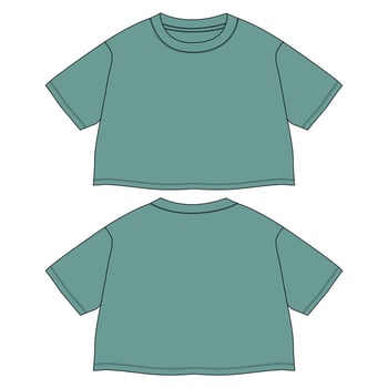 T shirt tops technical fashion flat sketch vector illustration template for womens.