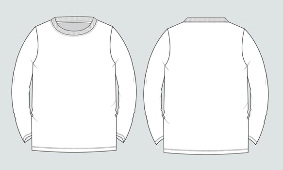 Regular fit Short sleeve T-shirt technical Sketch fashion Flat Template. Vector illustration basic apparel design front and Back view.