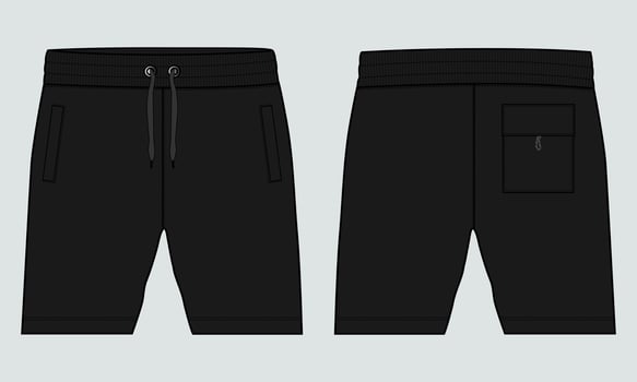 Sweat jersey Shorts pant vector fashion flat sketch template.