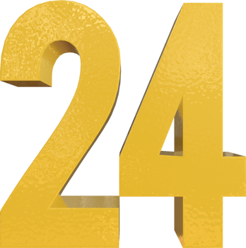 Number 24 Yellow Metal Paint 3D Render png