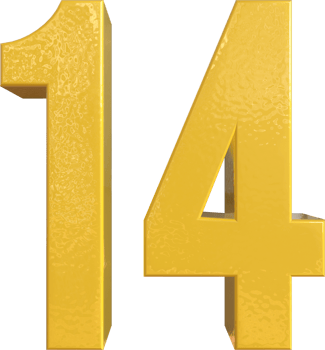 Number 14 Yellow Metal Paint 3D Render png