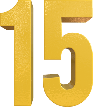 Number 15 Yellow Metal Paint 3D Render png