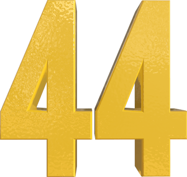 Number 44 Yellow Metal Paint 3D Render png