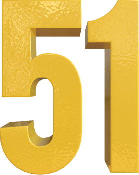 Number 51 Yellow Metal Paint 3D Render png